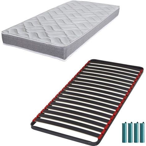 Matelas mousse + Sommier métal C39 90x190 Morgan - Hauteur 17 cm - Soutien ferme (1/5)
