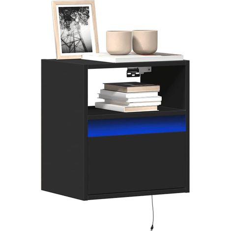 Meubles TV muraux avec éclairage LED RVB noir, 2 pièces, 41 x 31 x 45 cm - PANGIVO (1/5)