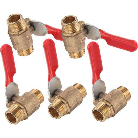 5 Pièces Soupape à Bille Laiton Double Mâle Filetage G1/4 Accessoire Compresseur Air (1/5)