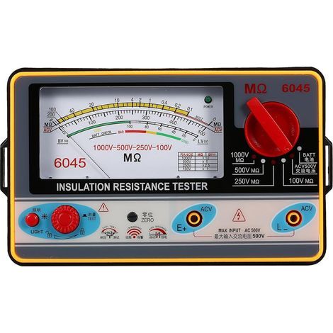 Digital insulation resistance tester, 100 V/250 V/500 V/1000 V, megohmmeter, ohmmeter, insulation megohmmeter, measuring range from 0 to 2000 mΩ (1/5)