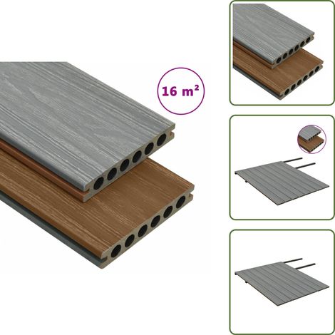 The Living Store Panneaux de terrasse et accessoires WPC Marron/gris 16 m² 2,2 m - Panneau de terrasse (1/5)
