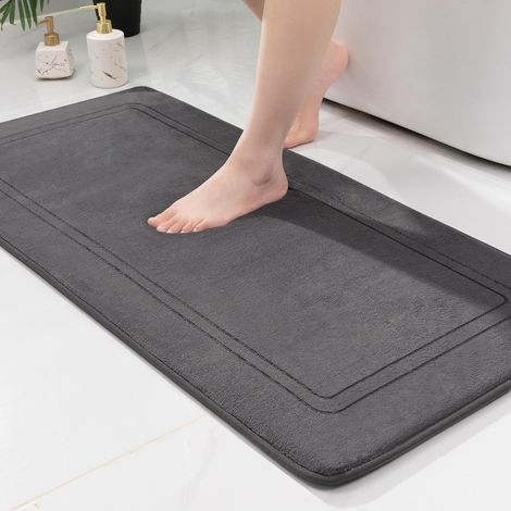 Badematte aus Memory-Schaum – saugfähiger Badezimmerteppich – rutschfeste Badematte – für Badezimmer und Wohnzimmer – 50 x 80 cm – Dunkelgrau (1/5)
