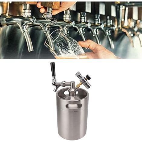 Mini-baril en acier inoxydable 150 PSI / Baril à café / Distributeur de bière automatique 5 L / Pique en acier inoxydable (1/5)