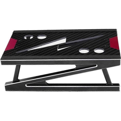 Support de montage d'établi en alliage d'aluminium pour station de réparation, compatible avec les voitures télécommandées 1/8 et 1/10, design universel argent + rouge. (1/5)