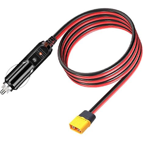 Câble d'extension avec connecteur mâle XT60 et prise allume-cigare, 3 m (10 pi), calibre 14 AWG (1/5)