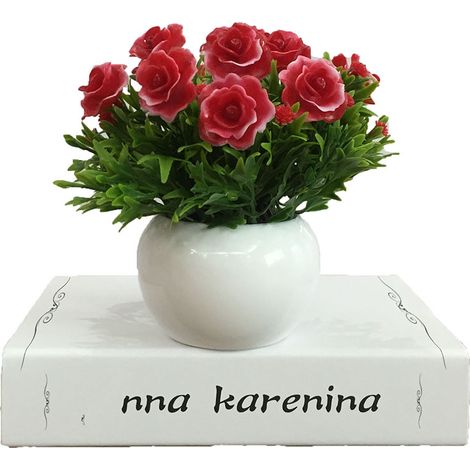 Plante Artificielle En Pot - Bonsaï Simulé Rouge - Décoration Intérieure Et Extérieure - 1 Pièce (1/2)