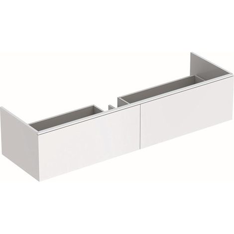 Meuble bas pour lavabo Geberit Xeno² en matériau minéral,avec deux tiroirs: Largeur 139.5cm, Hauteur 35cm, Profondeur 47.3cm, Blanc / Laqué mat