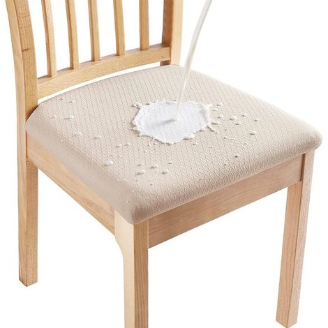 Fundas impermeables para sillas, Fundas impermeables para sillas, Juego de 4 piezas, Elásticas y extraíbles, Fundas lavables para sillas, Beige (1/5)