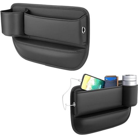 Car Seat Storage Box, Car Seat Side Pouch, Front Console Organizer with Cup Holder for Driver Side (1/5)