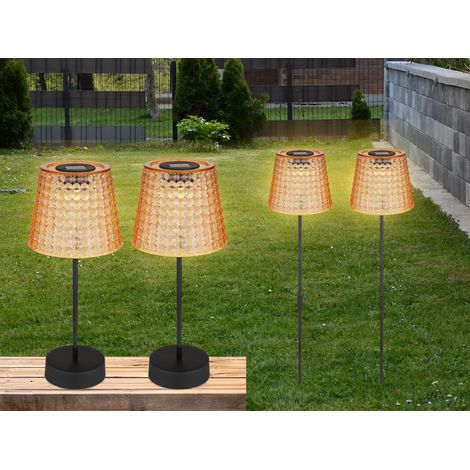 Solarleuchten Set: 2er Sets Tischleuchten & Erdspießleuchten Bernsteinfarbig (1/5)