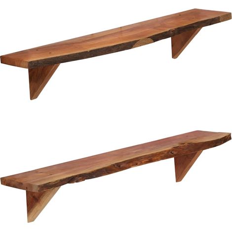 Mensole 2 pz 90x20x18 cm in Legno Massello di Acacia vidaXL (1/5)