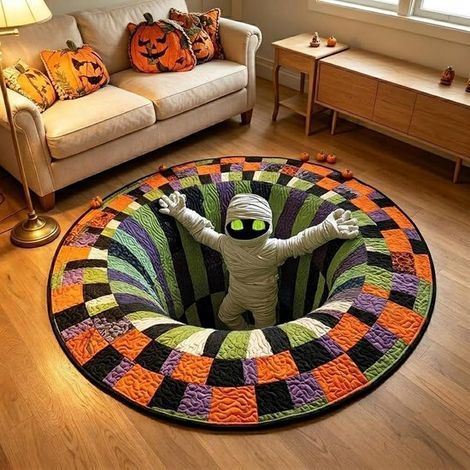 Tapis 3D pour Halloween - 80 x 80 cm - Tapis de salon - avec envers antidérapant (1/3)