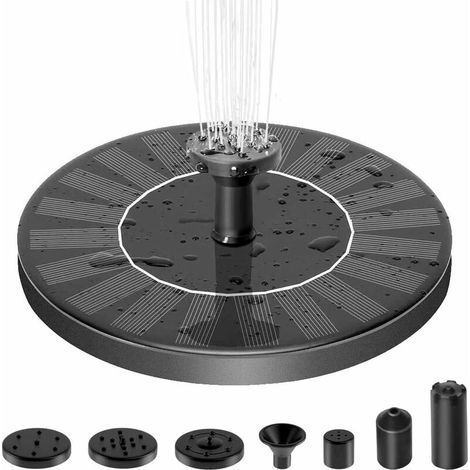 Fontaine solaire d'extérieur avec pompe à eau solaire de 1,2 W et 6 buses. Fontaine flottante avec panneau solaire pour jardin, abreuvoir à oiseaux ou bassin. (1/5)