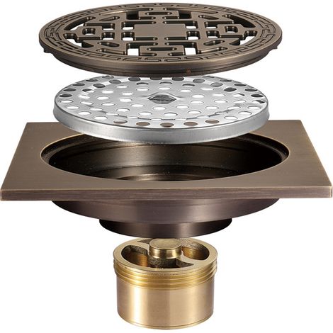 Bodenablauf für Badezimmer in Antik-Bronze für hohen Durchfluss und optimale Hygiene – geruchs- und insektenabweisend, rückflusssicher – geeignet für Wasserleitungen ≥ 4 cm (1/4)