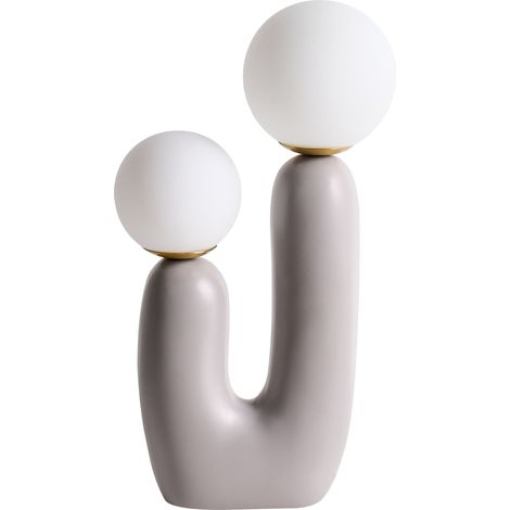 Lampada da tavolo decorativa in stile retrò 2 paralumi a globo U Base grigio Tulun
