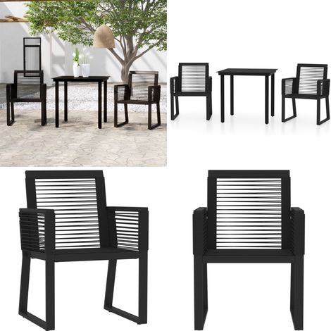 Ensemble à manger de jardin 3 pcs Noir - Table de jardin - Chaises de jardin (1/5)