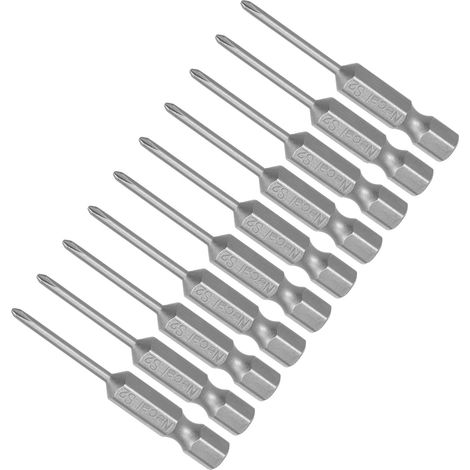 10-Pièces Phillips Croix Tournevis 2mm PH1 50mm Long 1 4" Hex Tige (1/5)