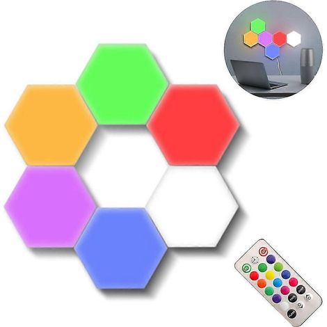 Lot de 6 appliques murales hexagonales modulaires tactiles et créatives (1/5)