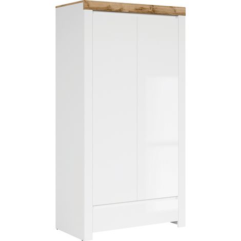 Armadio 2 ante 1 cassetto Hella bianco e marrone 203cm