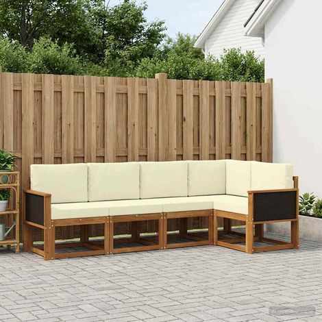 vidaXL Outdoor-Sofagarnitur 5 pcs Natur und Creme Polyester (1/5)
