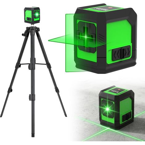 Niveau Laser 360 Autonivelant, 10108cm Niveau Laser Avec Trepied, Niveau à Bulle Laser Avec Trépied, Horizontal Niveau Laser Vert pour Construction, Carrelage, Rénovation, Distance de Travail 30m (1/5)