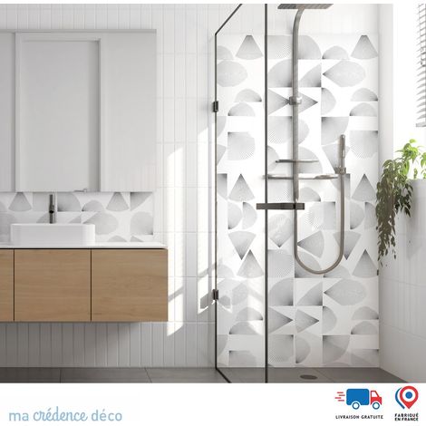 Panneau de douche : Rayonnement fond blanc - Couleur Beige ivoire - Alu composite - 90 - 245 (1/3)