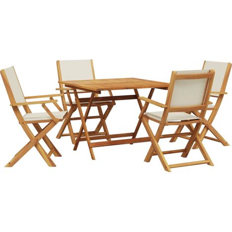 Maison Exclusive - 5-tlg. Garten-Essgruppe Stoff und Massivholz C