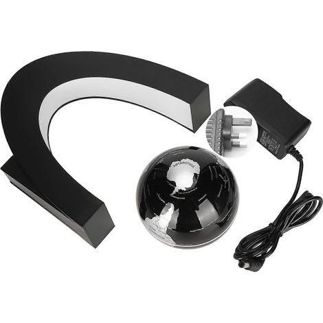 Globe magnétique flottant en forme de C avec base lumineuse LED, ornement de boule représentant une carte du monde en lévitation (1/4)