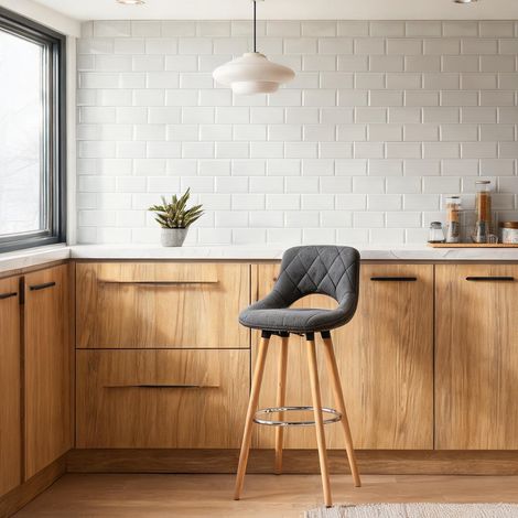 Chaise de bar empilable en tissu gris ardoise avec piètement (1/5)