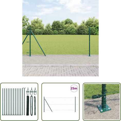 Poteaux de clôture - Poteau de clôture. Vert 25 x 0,8 m (maillage de 50 mm) (1/5)