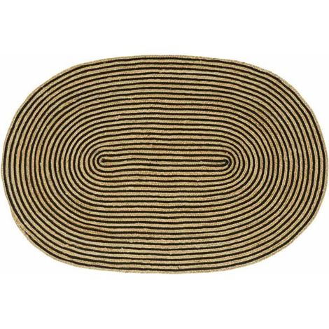 Tapis noir naturel, 100 x 152 cm, en jute. (1/5)