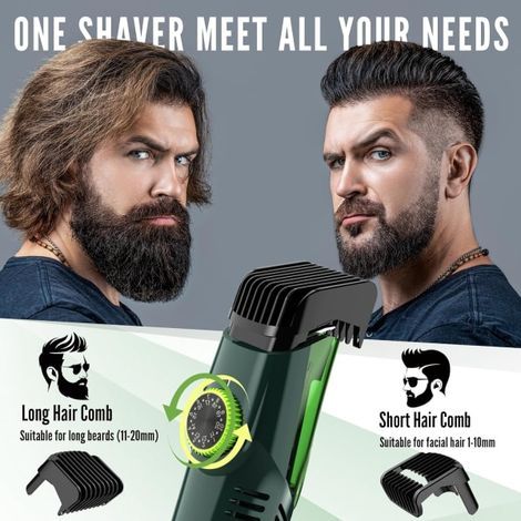 Tondeuse à barbe et moustache aspirante pour hommes, avec 20 réglages de longueur et de style, et aspiration intégrée pour la moustache, les favoris et les poils du visage. (1/4)