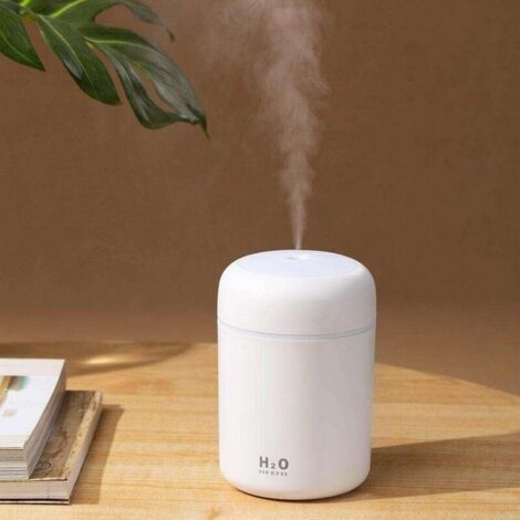 BUNTHAUS PA Mini umidificatore portatile, colorato, a nebbia fredda, alimentato tramite USB. Perfetto per camera da letto, ufficio e auto (300 ml, bianco) (1/4)