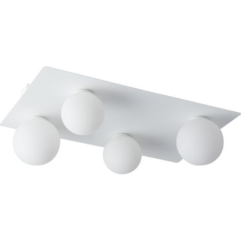 Plafonnier blanc rectangulaire 4 globes verre Argon G9 (1/3)