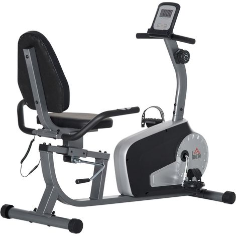 Liegeheimtrainer mit 8 Widerstandsstufen, LCD-Display, Stahl, Schwarz/Grau (1/5)