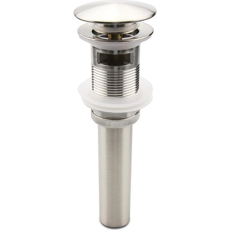 Abflussstopfen für Waschbecken aus gebürstetem Nickel mit Überlauf, Abflussstopfen für Waschbecken mit Teilhahn (1/4)