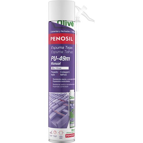 Espuma poliuretano para pegado de tejas pu-49m manual gris, 750 ml