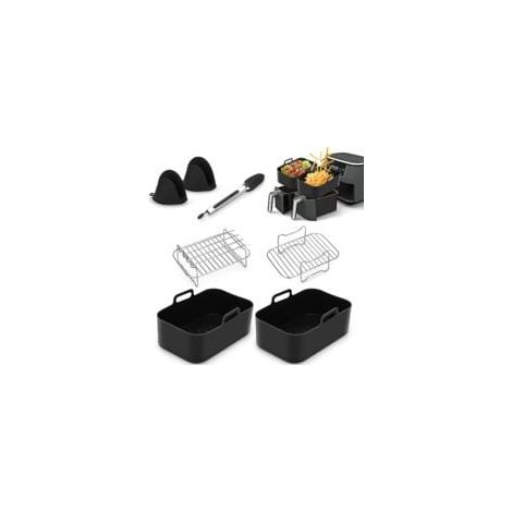 Pack de 7 accessoires pour friteuse à air Ninja AF400UK et AF451UK, doublure de friteuse à air en silicone, support de friteuse à air, gants en silicone, pinces à four (1/5)