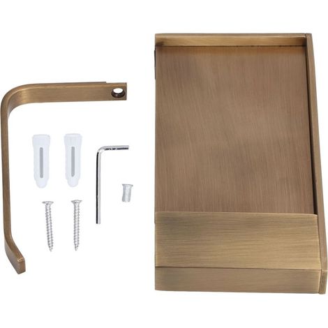 Porte-Papier-Toilette - Support Téléphone Intégré - En Cuivre Pur - Finition Or Brossé Ancien - Pour Salle De Bain - 1 Pièce (1/5)