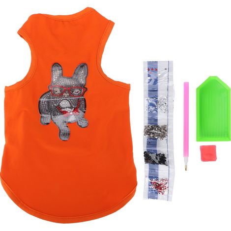 Dog Shirt Cute Soft Breathable Dog Patterned Pets Outfits with Rhinestones for Puppies Pets Decoration ProtectionOrange S (1/5)