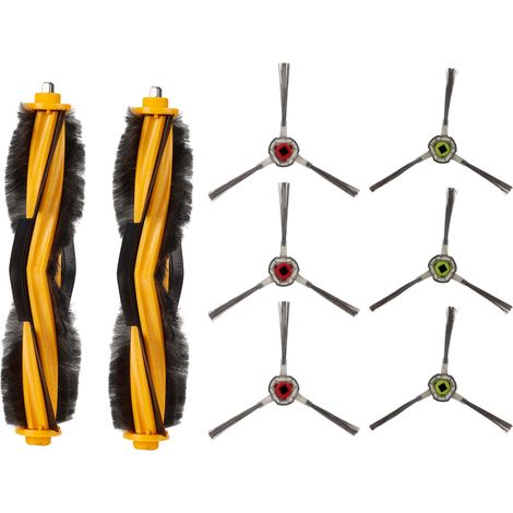 Juego de cepillos de repuesto para cepillos laterales y principales para aspiradoras robot M87, M88, M80 Pro, DT85, DT83, DM81 y DM85: 2 cepillos principales + 6 cepillos laterales fabricados en ABS. (1/5)