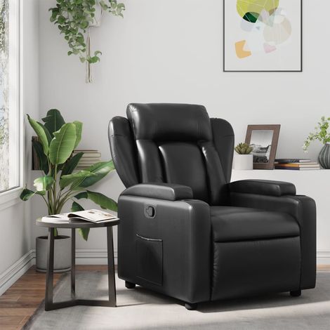 Sillón reclinable de piel sintética negra vidaXL (1/5)