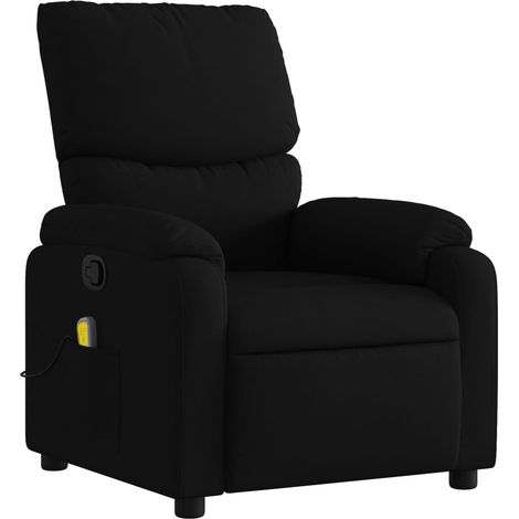 Poltrona relax TV funzione massaggio reclinabile 6 punti massaggio in tessuto nero DEC027046