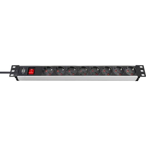 BRENNENSTUHL 1390007018 Steckdosenleiste ALU 8-fach 19'' 2m H05VV-F3G1,5 Schalte