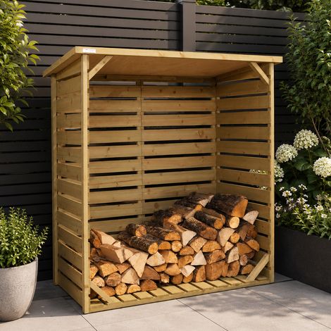 123cm x 115cm Large Wooden Outdoor Garden Patio Log Store Shed (1/2)