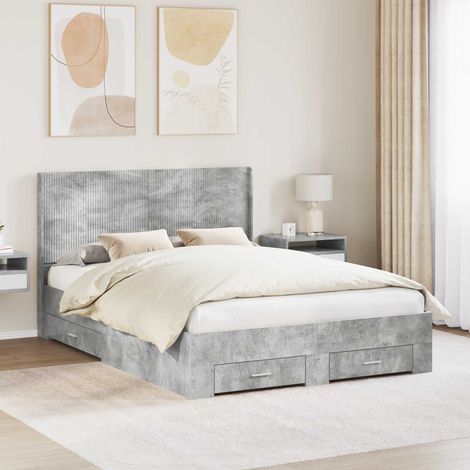 vidaXL Estructura de cama con almacenamiento y cabecero Gris Hormigón (1/5)