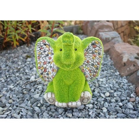 Stone and Grass Effect Elephant Statue (1/5)