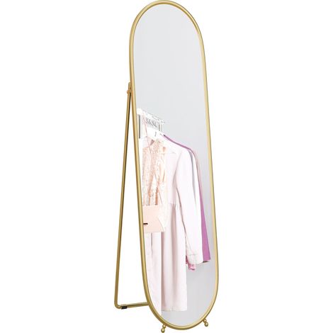 Specchio da Terra Ovale con Supporto 40x41x159 cm in Vetro e Metallo Oro (1/5)