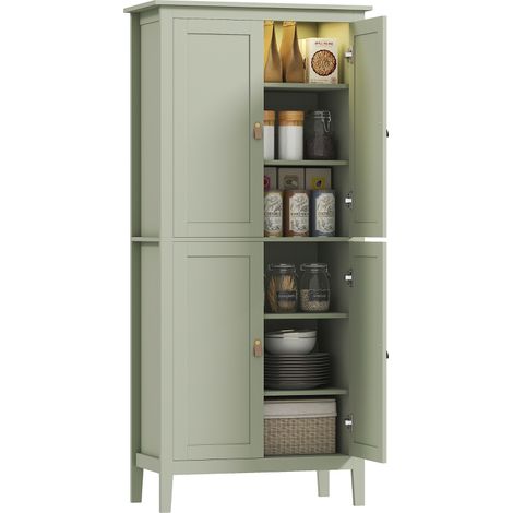 Buffet cuisine, meuble cuisine rangement haut avec LED réglable et détecteur de mouvement, 80 x 40 x 176,5 cm, vert