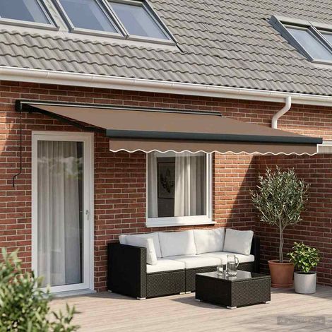 vidaXL Auvent rétractable Taupe 400 × 300 cm Toile et Aluminium (1/5)